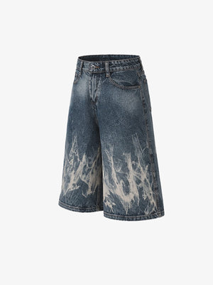 Flame wash jorts – flat side | XoKool