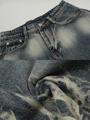 Flame wash jorts – waist + fabric close-up | XoKool