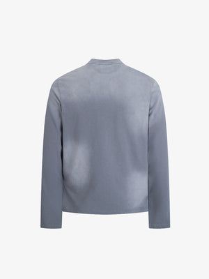 Longsleeve Graphic T-Shirt mit Pferd und Schriftzug-Print – Blaugrau, Rückseite flach | XoKool