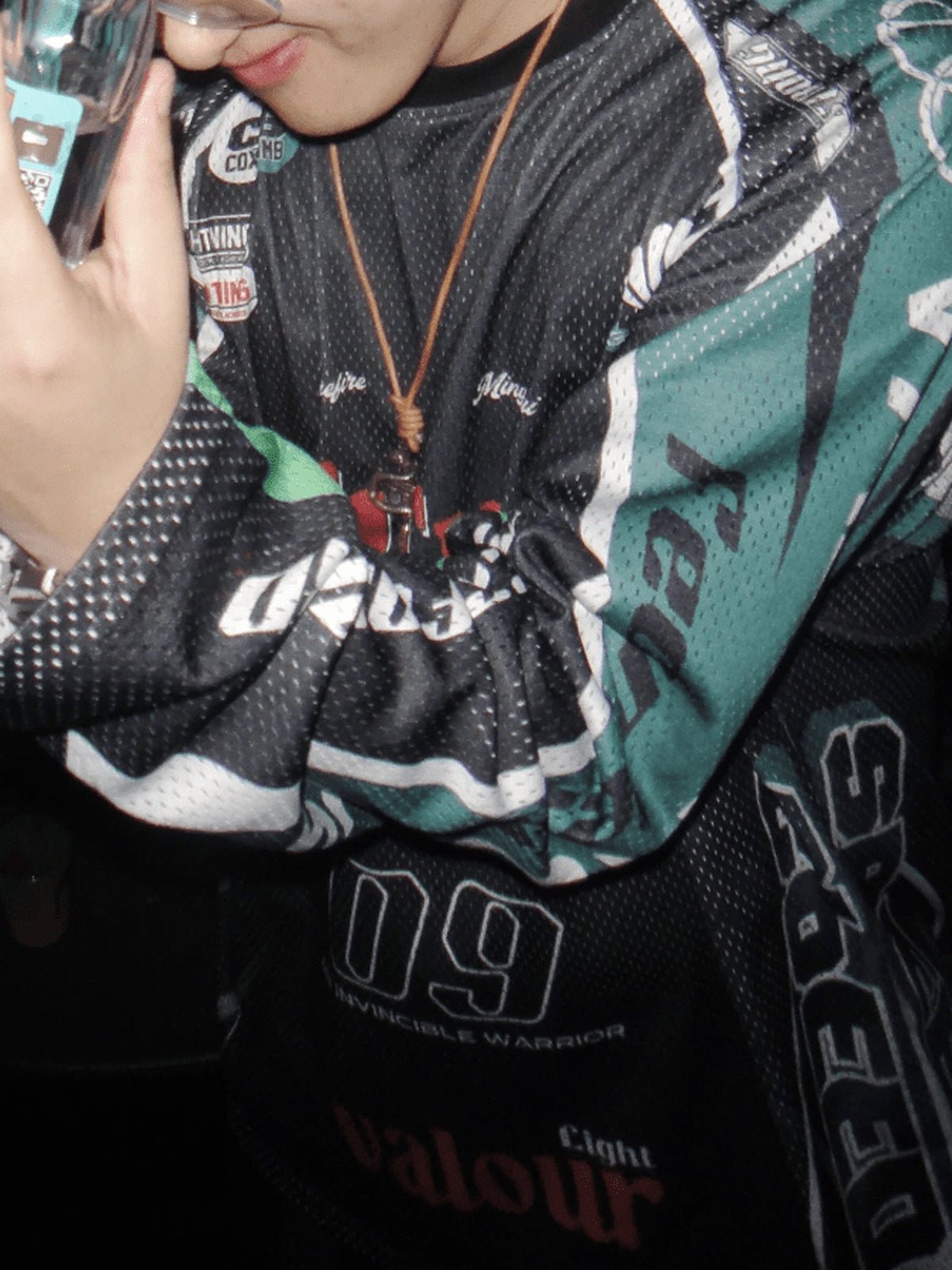 Motocross jersey – Black / Green, on model close | XoKool