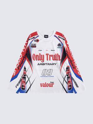 Long Sleeve Mesh Motocross Jersey with Number 09 – White, front view | XoKool