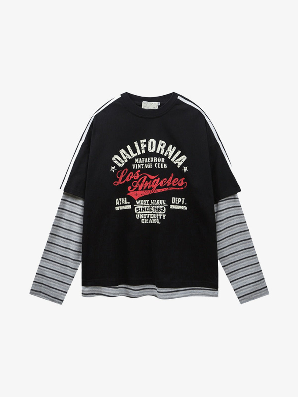 Los Angeles layered tee – Black, front flat | XoKool