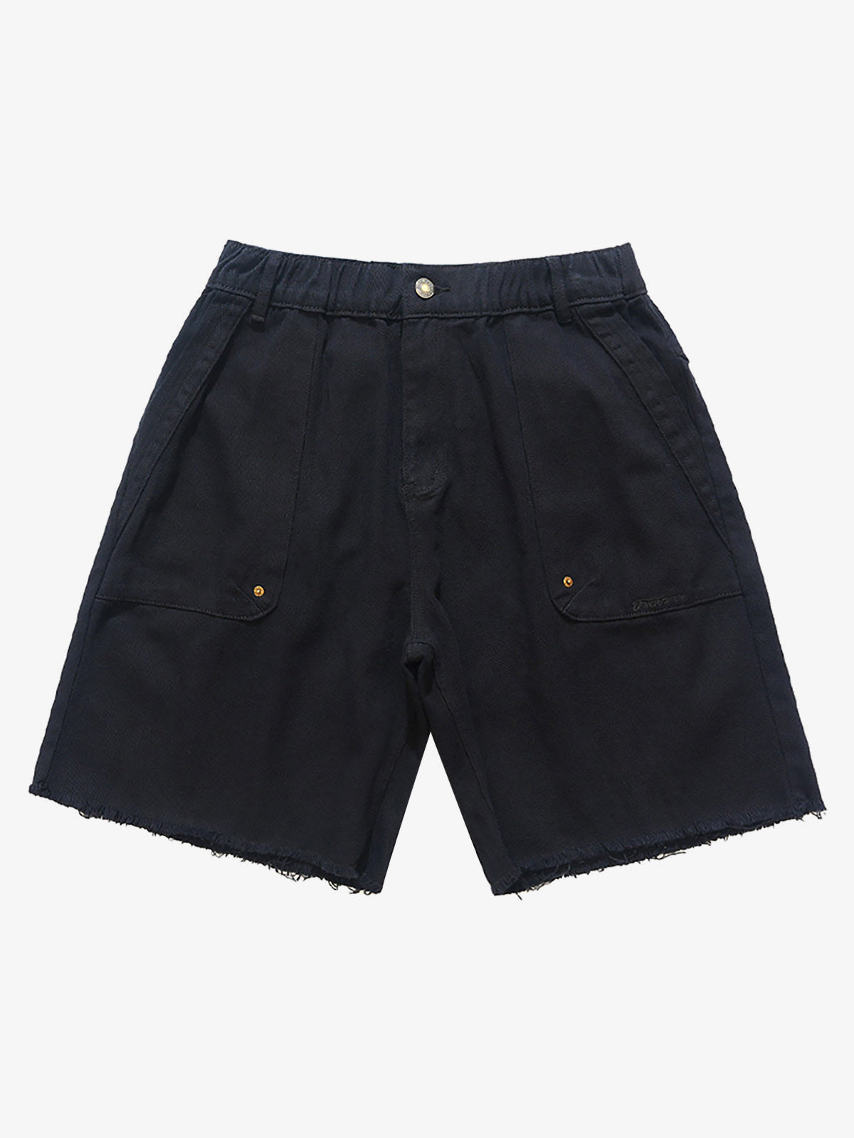 Twill-Shorts mit offenem Saum – Schwarz, Vorderansicht | XoKool