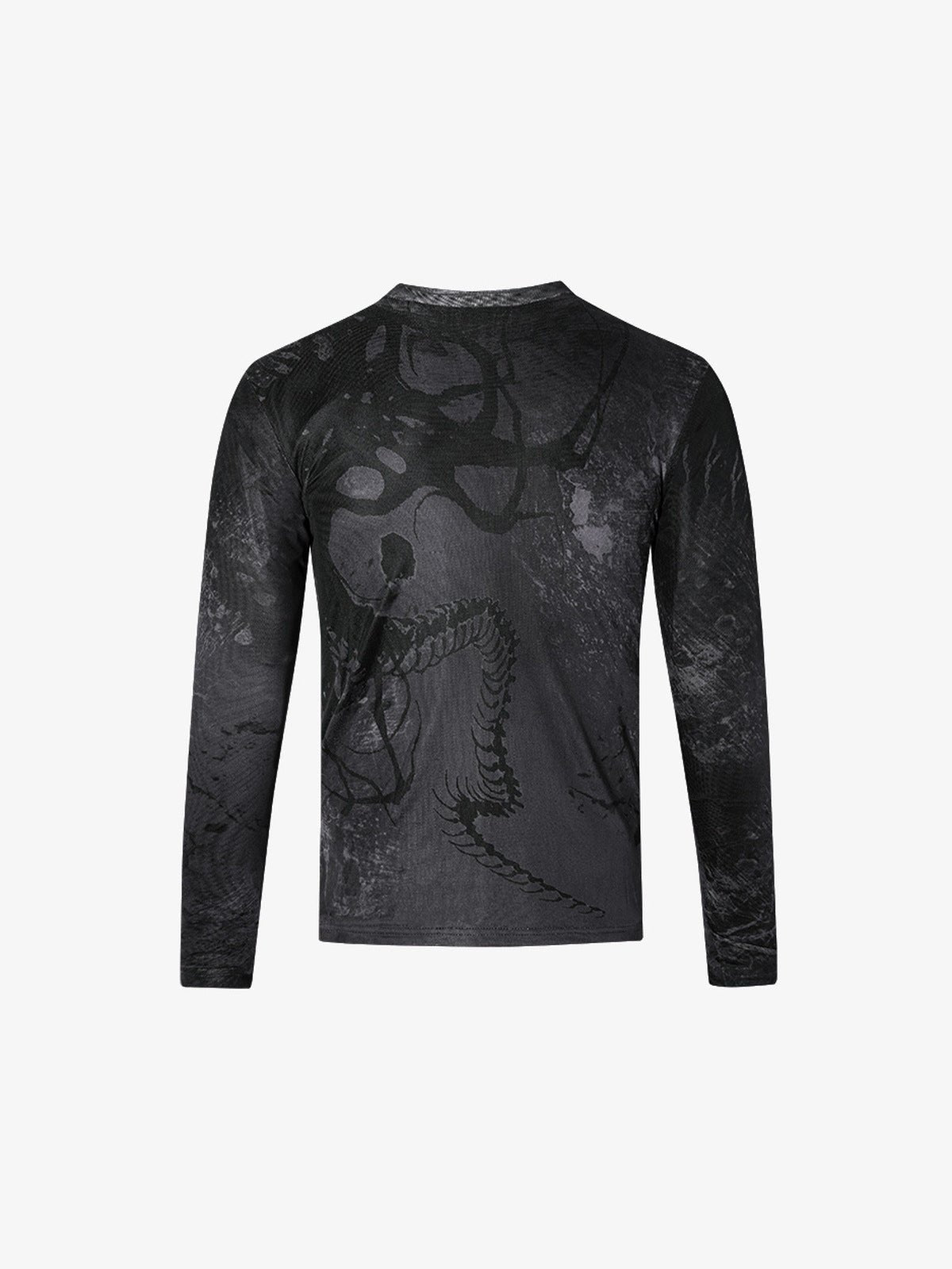 Mesh long sleeve tee – Black, back flat | XoKool