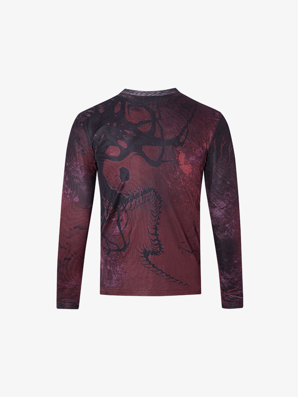 Mesh long sleeve tee – Burgundy, back flat | XoKool