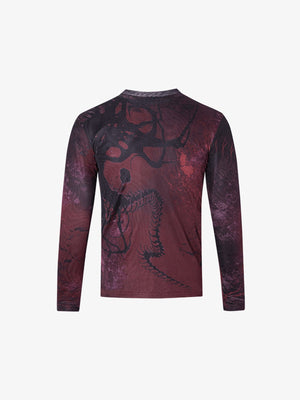 Mesh long sleeve tee – Burgundy, back flat | XoKool