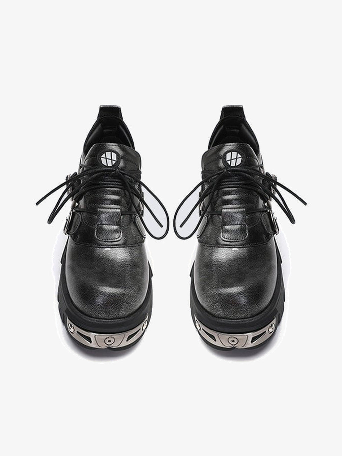 Plateau-Derbys mit Metallplatten – Schwarz, Paar von oben | XoKool