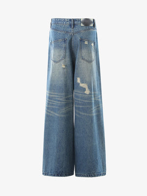 Mid Blue Ripped Baggy Jeans – back view | XoKool