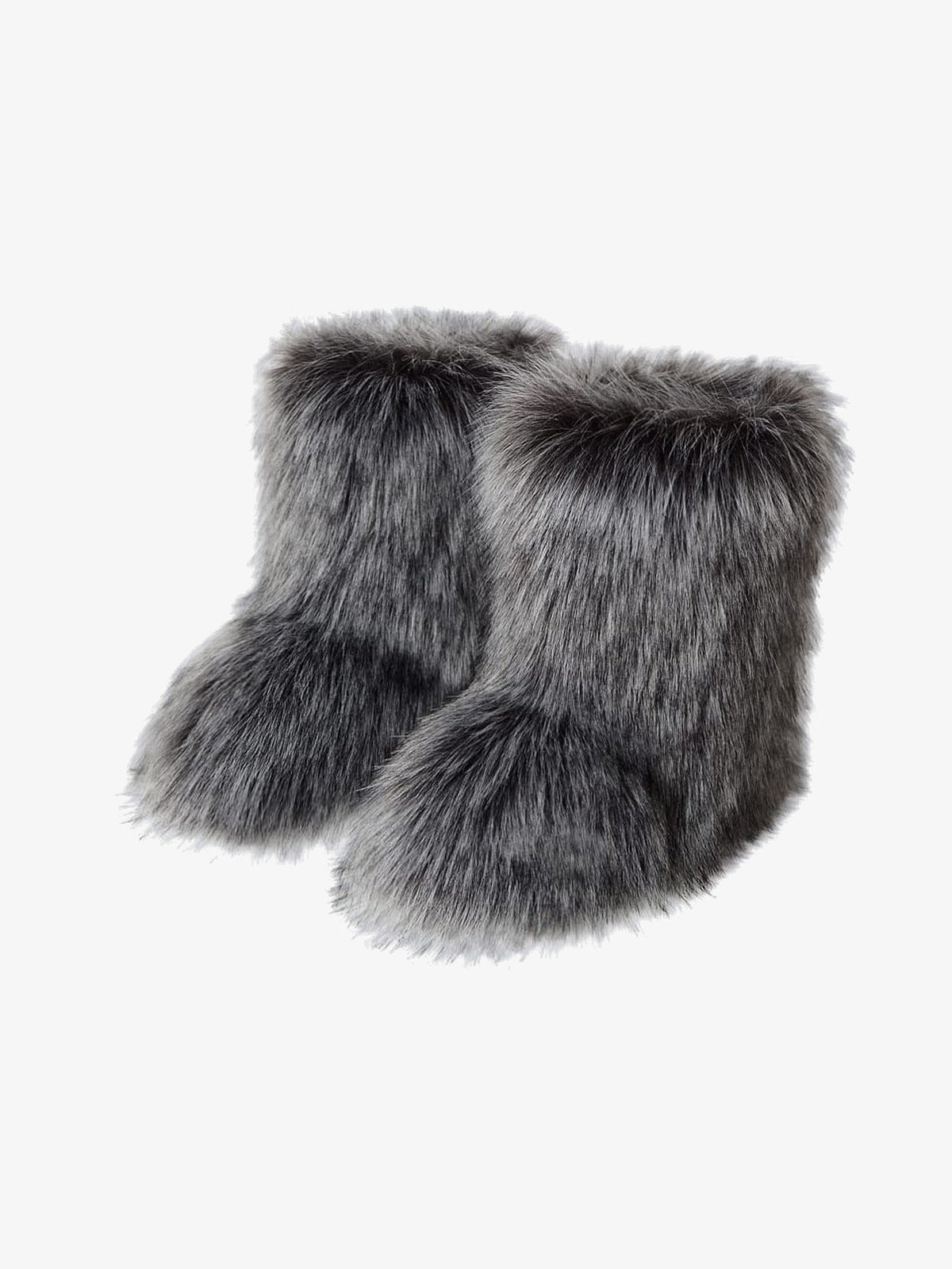 Wadenhohe Shaggy Kunstfell Fuzzy Boots – Grau, Paar | XoKool