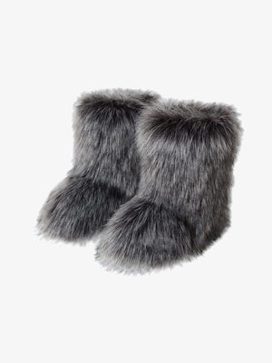 Wadenhohe Shaggy Kunstfell Fuzzy Boots – Grau, Paar | XoKool