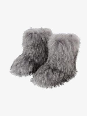 Wadenhohe Shaggy Kunstfell Fuzzy Boots – Hellgrau, Paar | XoKool
