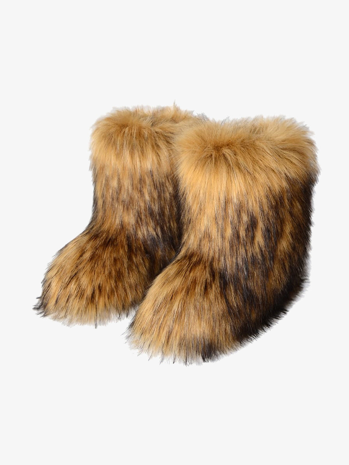 Wadenhohe Shaggy Kunstfell Fuzzy Boots – Orange (Tan), Paar | XoKool
