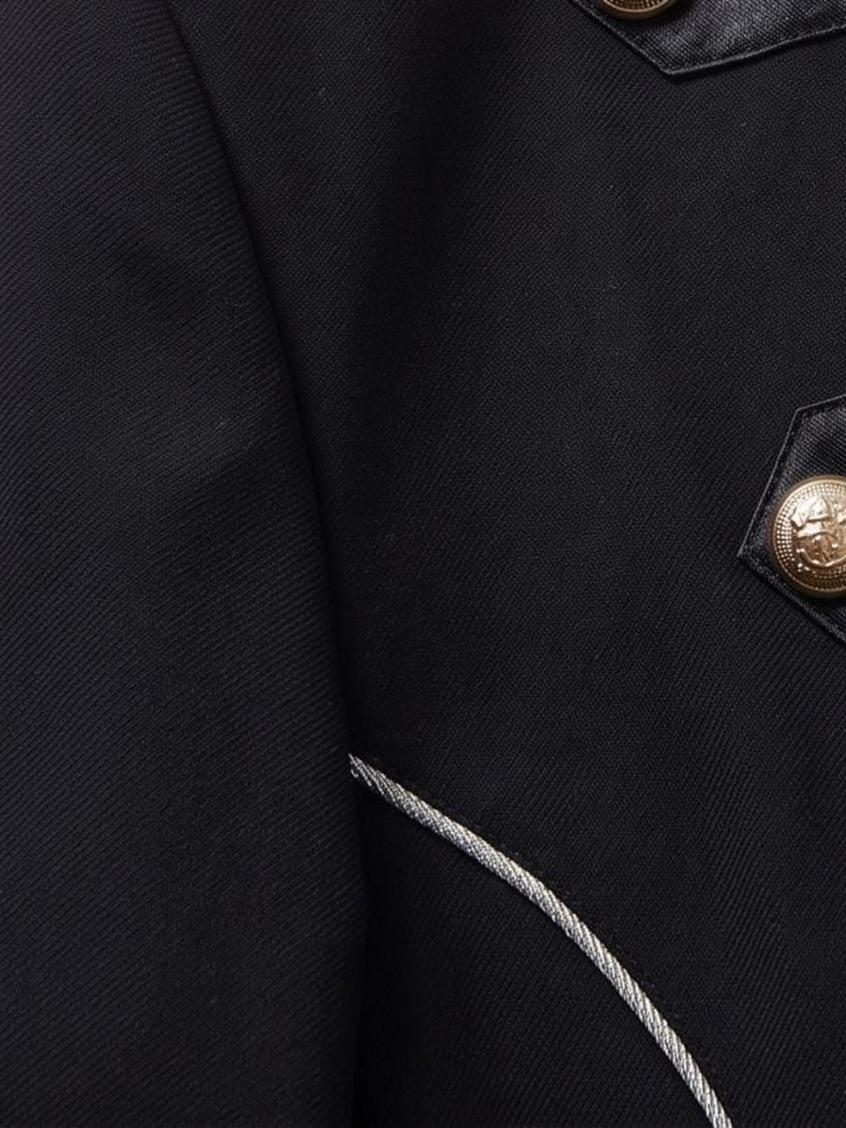 Military band jacket – Black, shoulder close-up | XoKool
