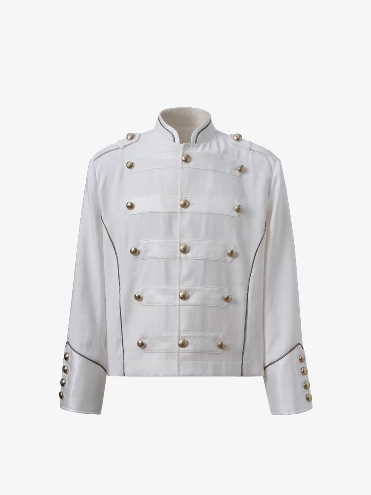 Military Band Jacket with Gold Buttons – White, front view | XoKool