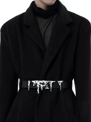 Drip metal belt – on model over black coat | XoKool