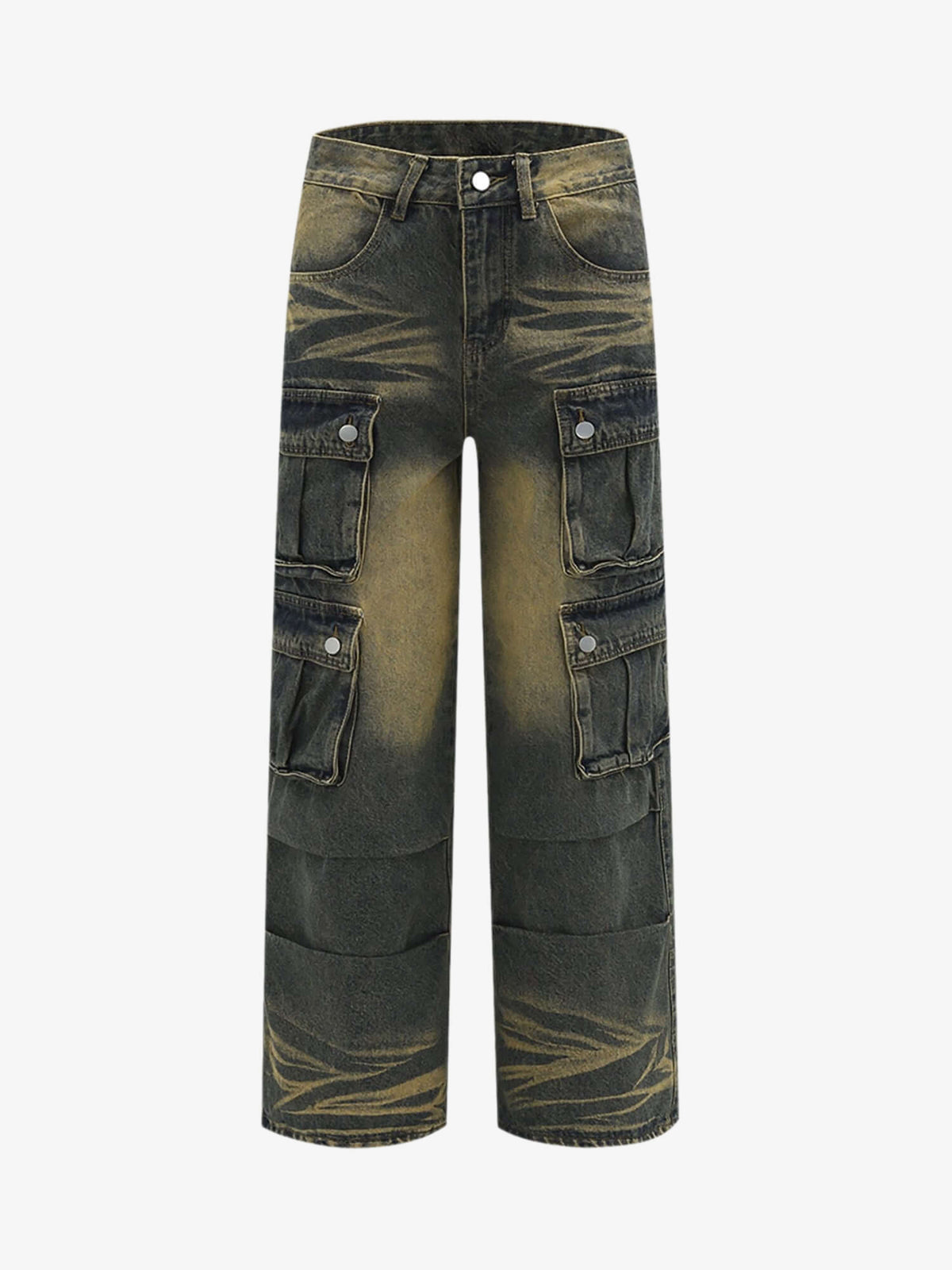Tinted Wide Leg Cargo Jeans – front | XoKool
