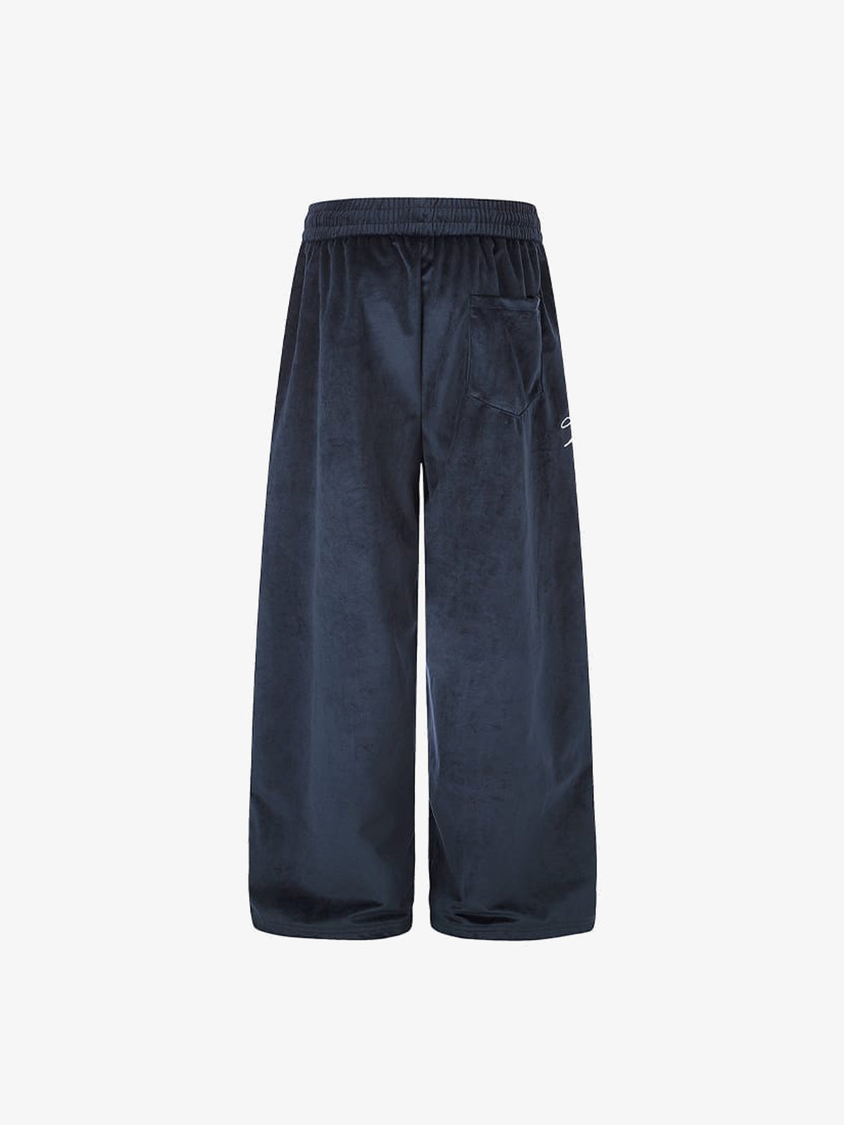 Navy Velour Wide Leg Sweatpants with 09 Patch – Back view | XoKool