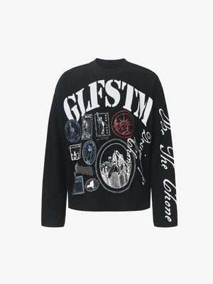 New York Stamp Waffel-Longsleeve – Schwarz, Vorderansicht | XoKool