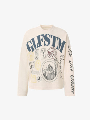 New York Stamp Waffel-Longsleeve – Creme, Vorderansicht | XoKool
