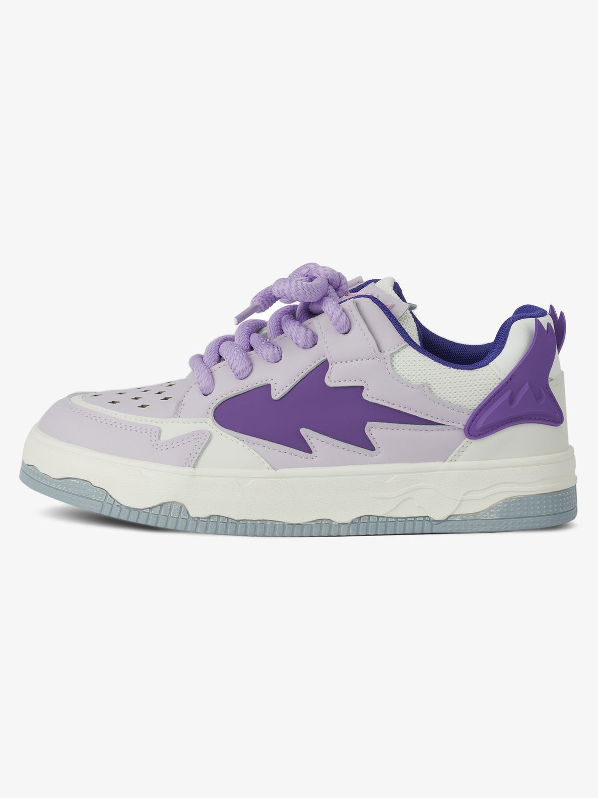 Lightning Bolt Chunky Skate Shoes in Lilac or White – Lilac Purple, side view | XoKool