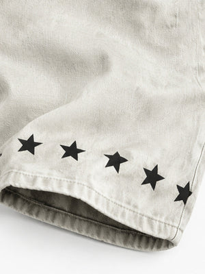Offwhite Slogan Jeans – Stern-Saum Nahaufnahme | XoKool