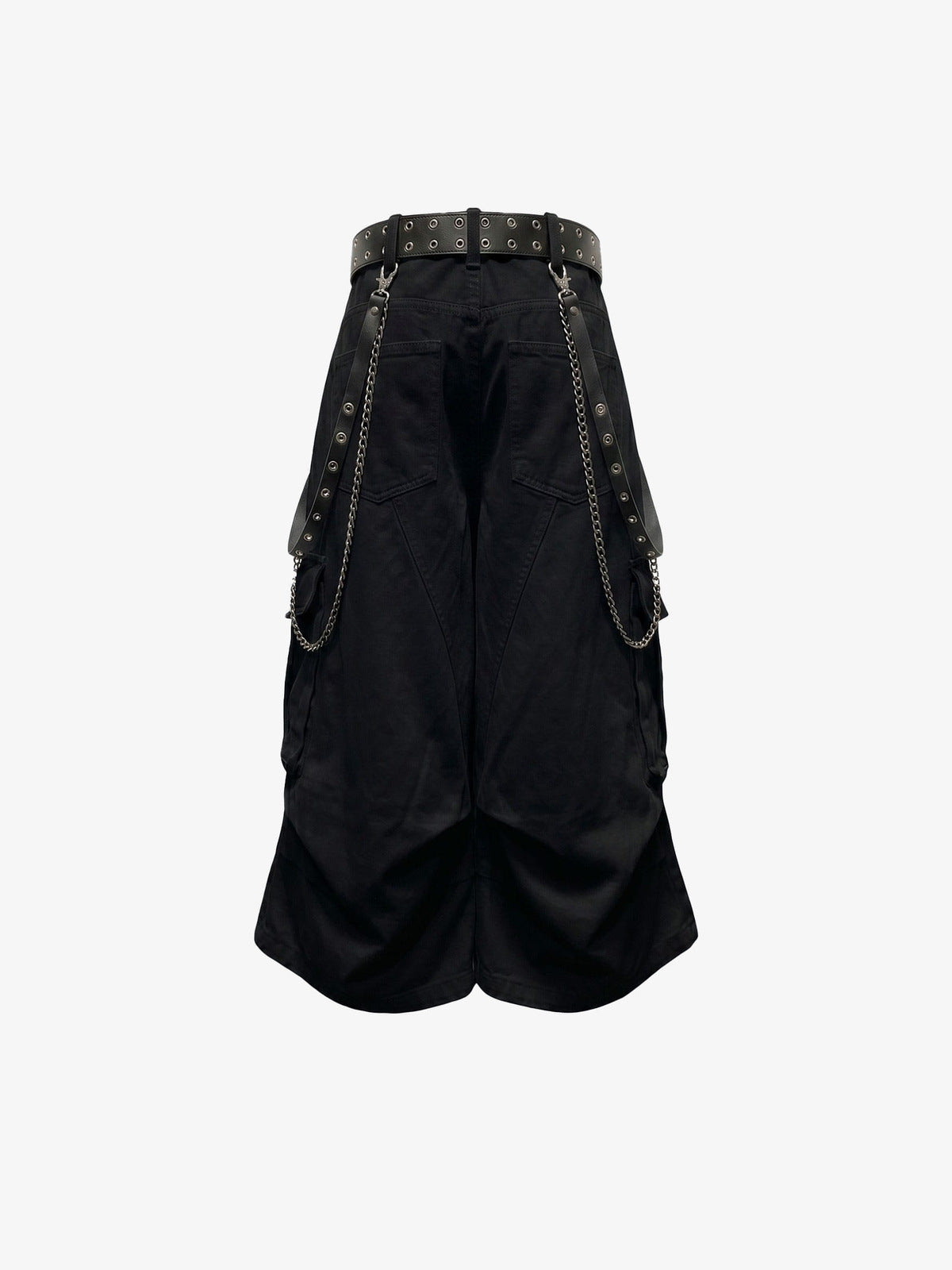 Cargoshorts mit Blitz-Print – Schwarze Version, Rückseite flach | XoKool