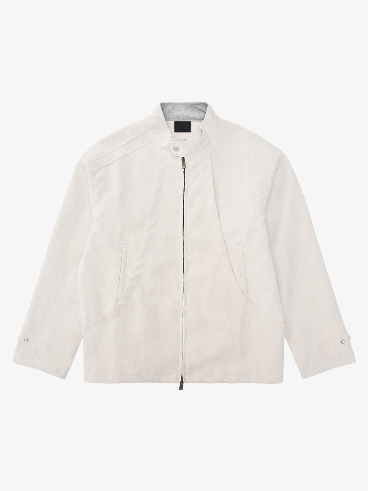 Off-White Stand Collar Zip Jacket – Off-White, front flat view | XoKool