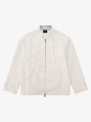 Off-White Stand Collar Zip Jacket – Off-White, front flat view | XoKool