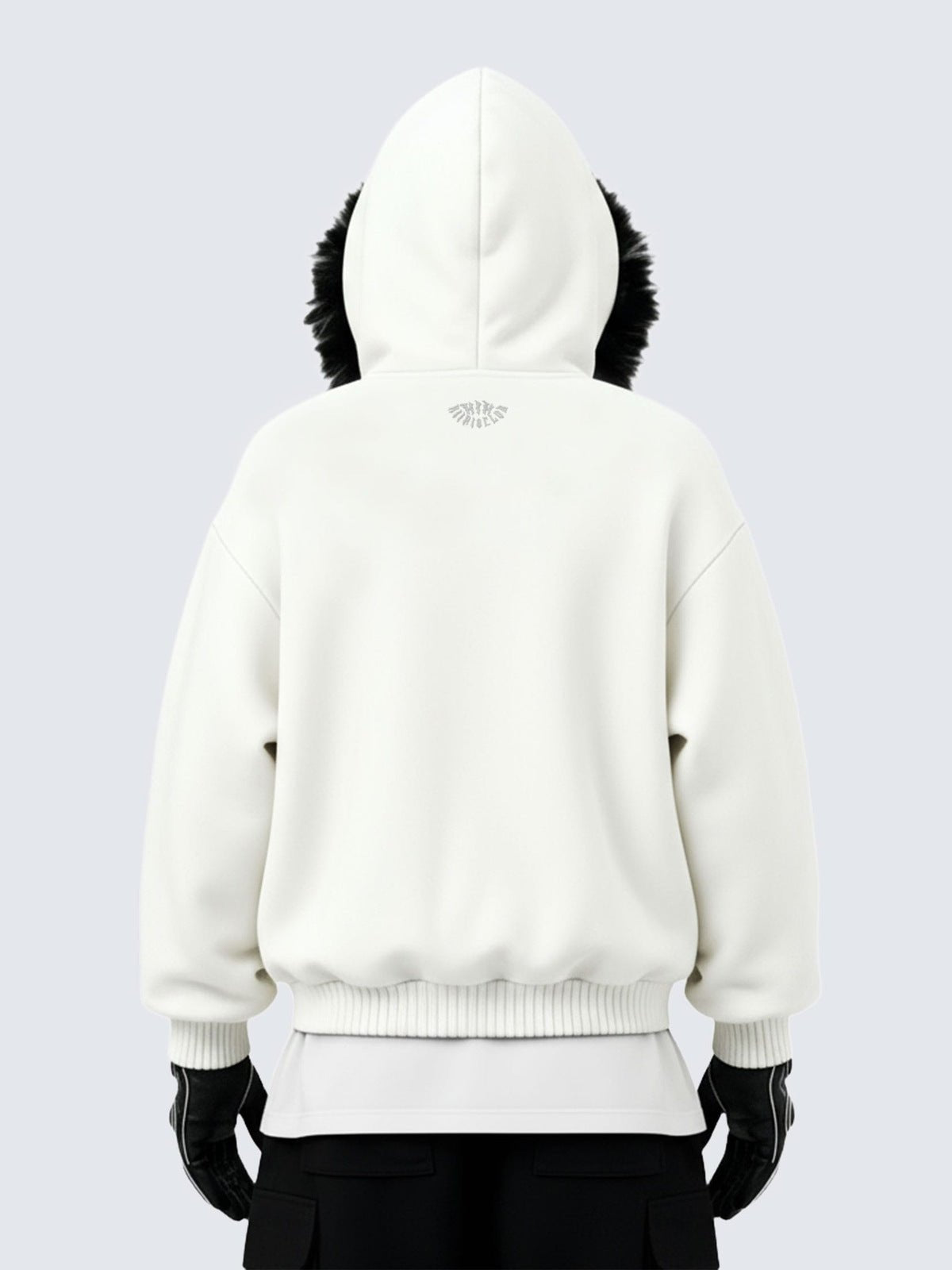Zip Hoodie mit Fellkapuze – am Model, Rückansicht | XoKool