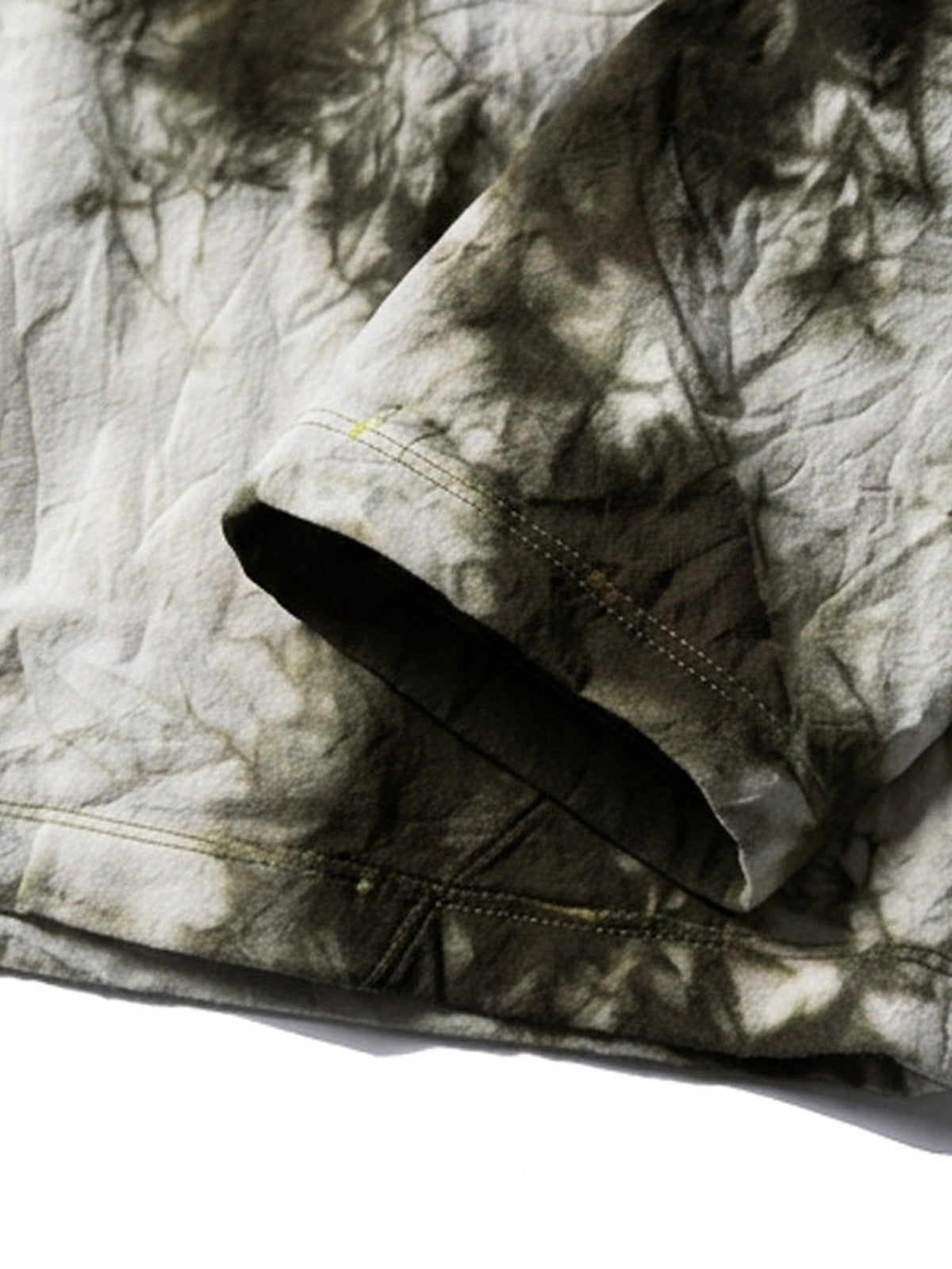 Olive tie dye long sleeve tee – cuff/hem close-up | XoKool