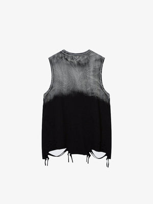 Ombré Tanktop mit Anhänger und ausgefranstem Saum – Rückseite flach | XoKool