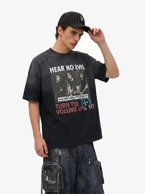 Ombre distressed tee – Black Ombre, on model | XoKool