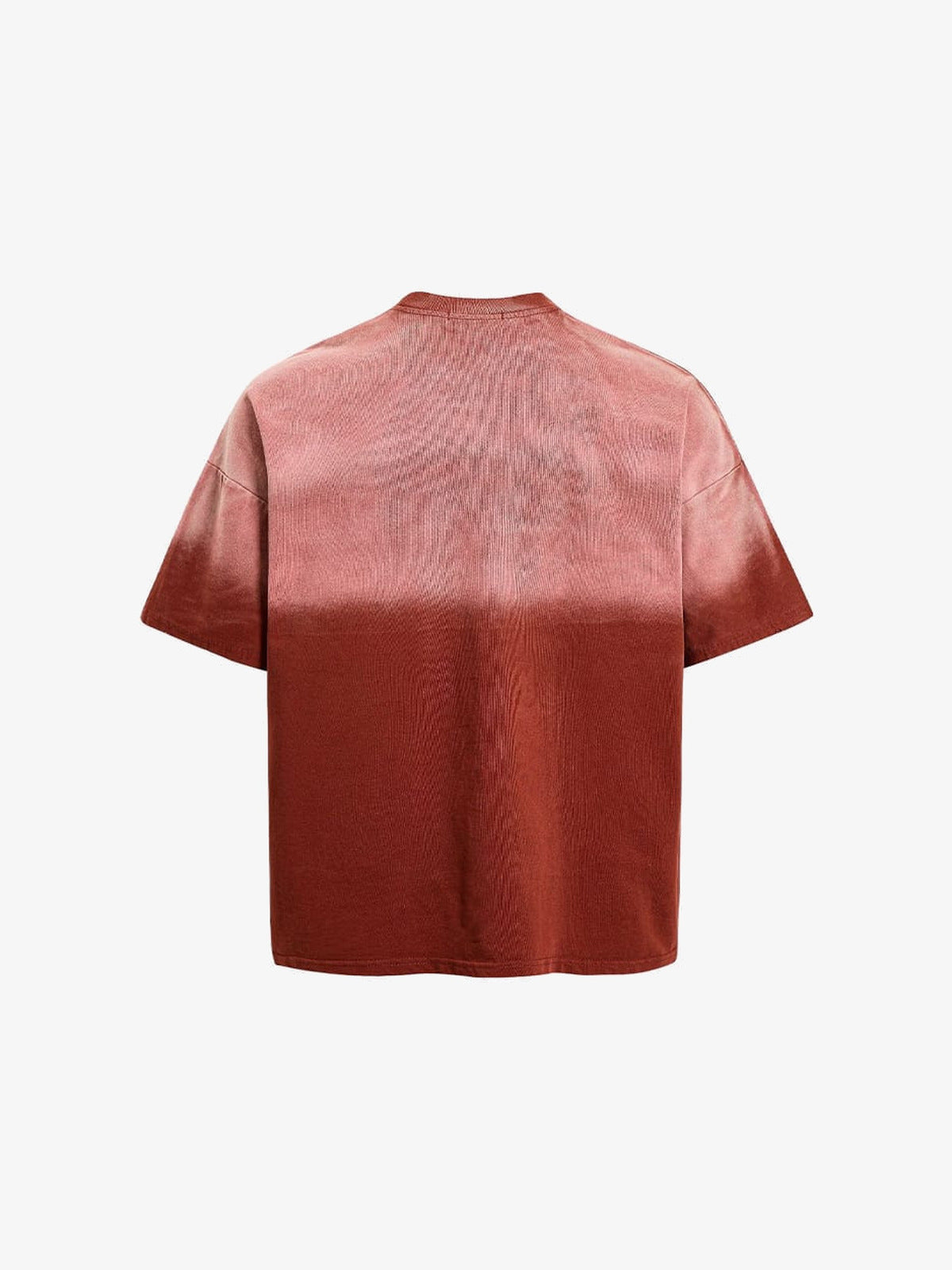 Ombre Washed Distressed Tee with Band-Style Photo Print – Red Ombre, back view | XoKool