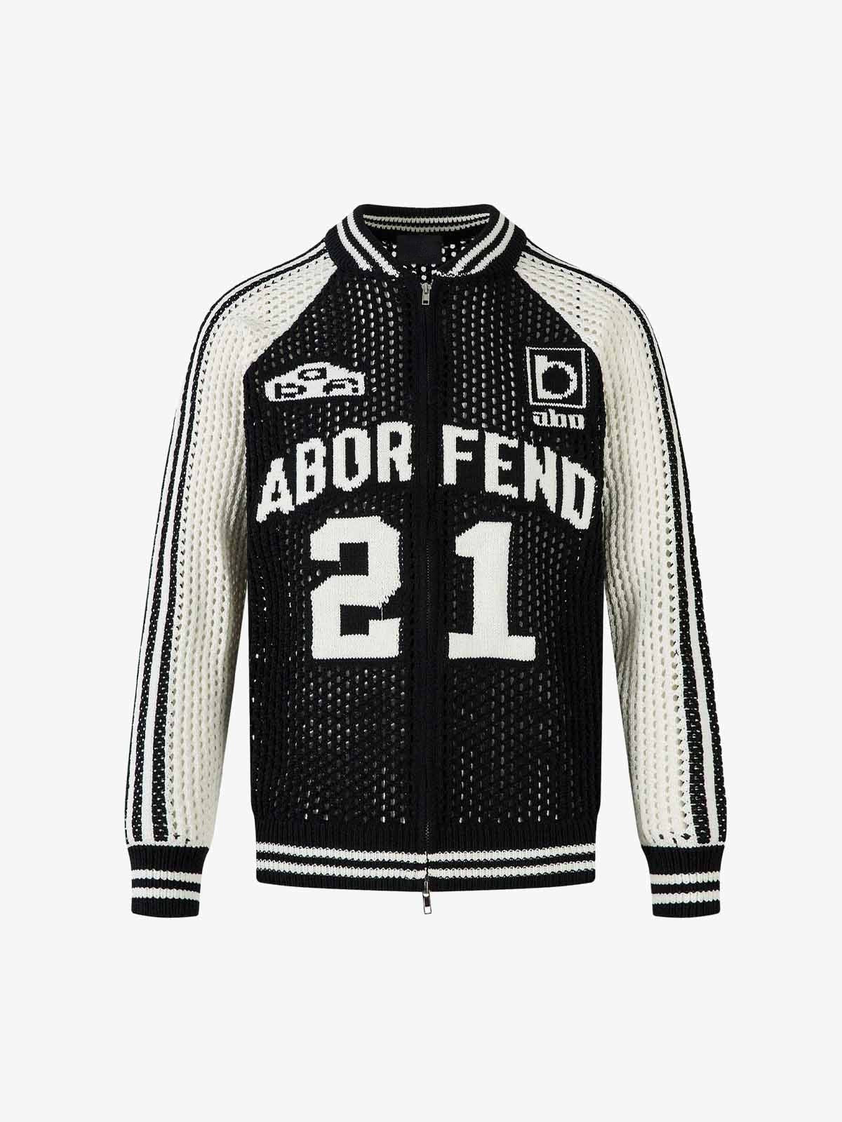 Open Knit Zip Up Sweater – Black, front flat | XoKool