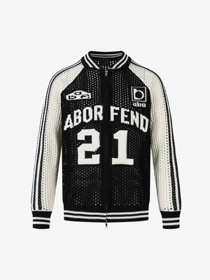 Open Knit Zip Up Sweater – Black, front flat | XoKool