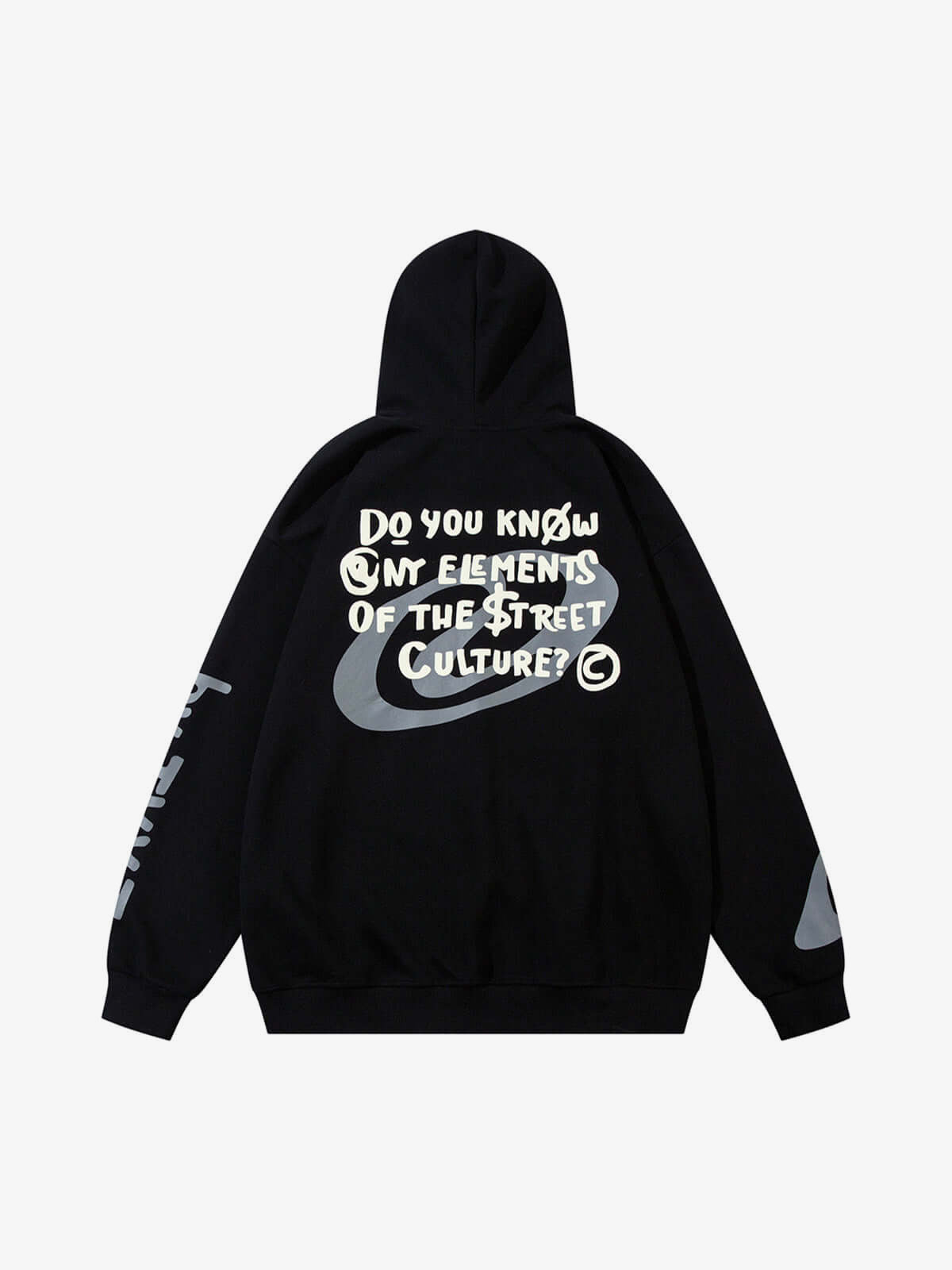 Oversized Angel Hoodie with Front and Back Print – Black, back view | XoKool
