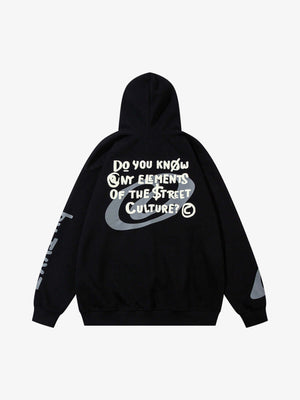 Oversized Angel Hoodie with Front and Back Print – Black, back view | XoKool