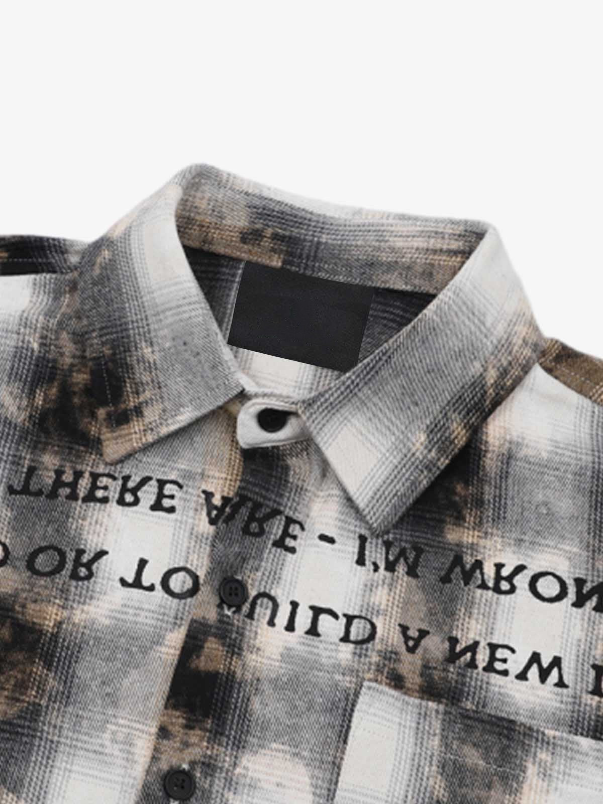 Bleached flannel shirt – Gray, inner collar close-up | XoKool