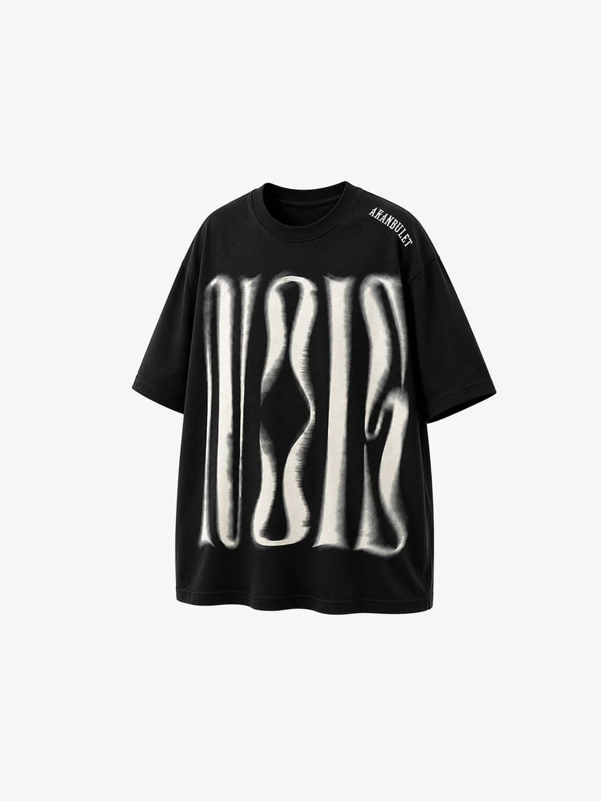 Blurred letter oversized tee – Black, alternate front view | XoKool