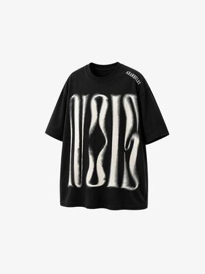 Blurred letter oversized tee – Black, alternate front view | XoKool