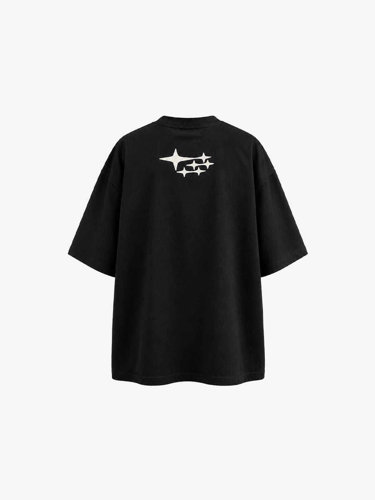 Blurred letter oversized tee – Black, back view | XoKool