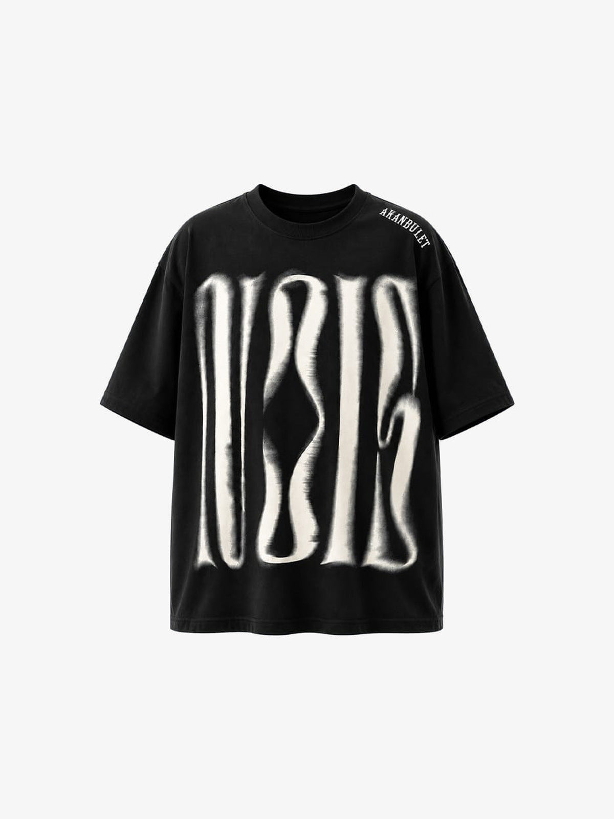 Oversized Blurred Letter Graphic Tee – Black, front view | XoKool