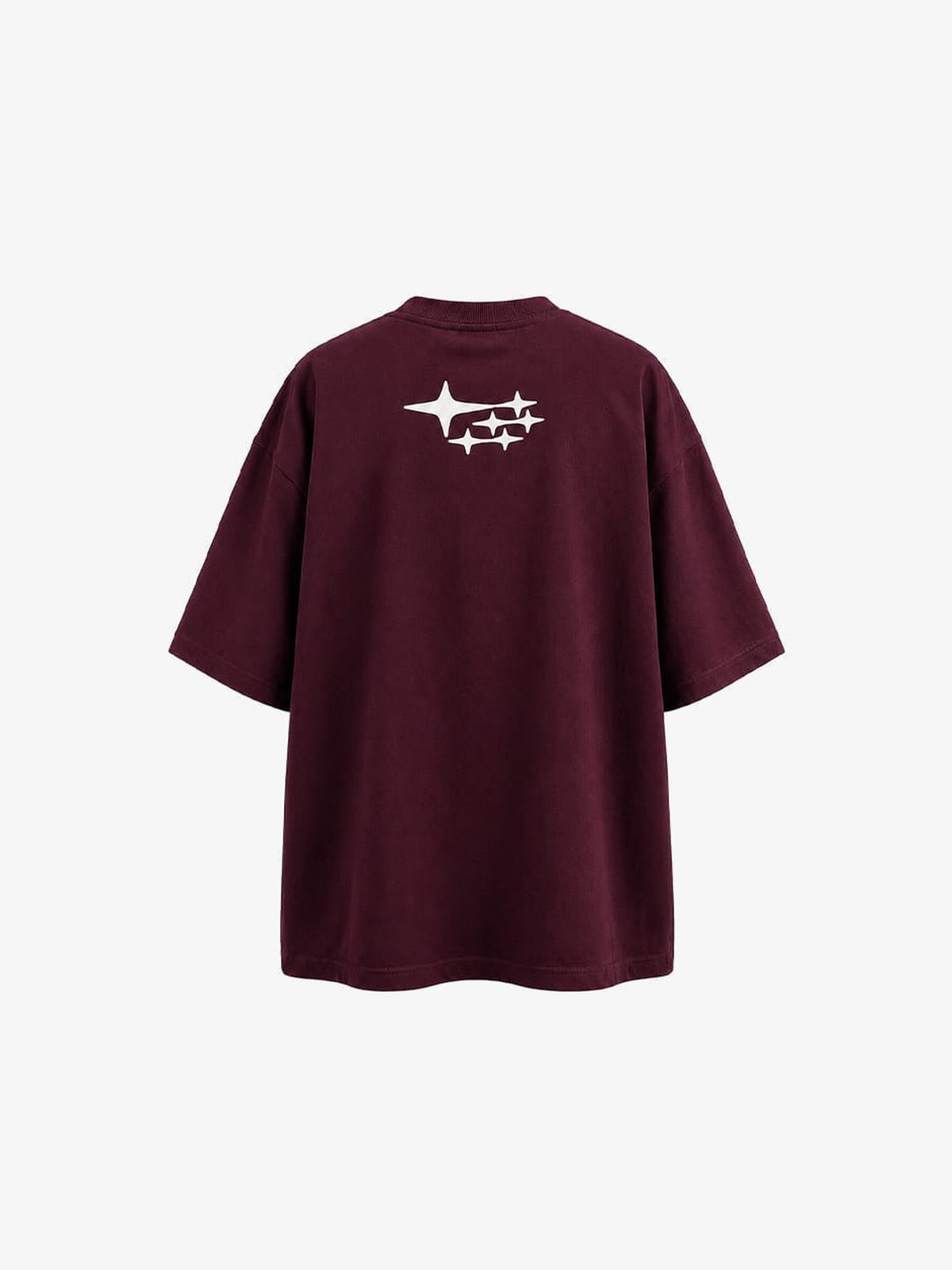 Blurred letter oversized tee – Burgundy, back view | XoKool