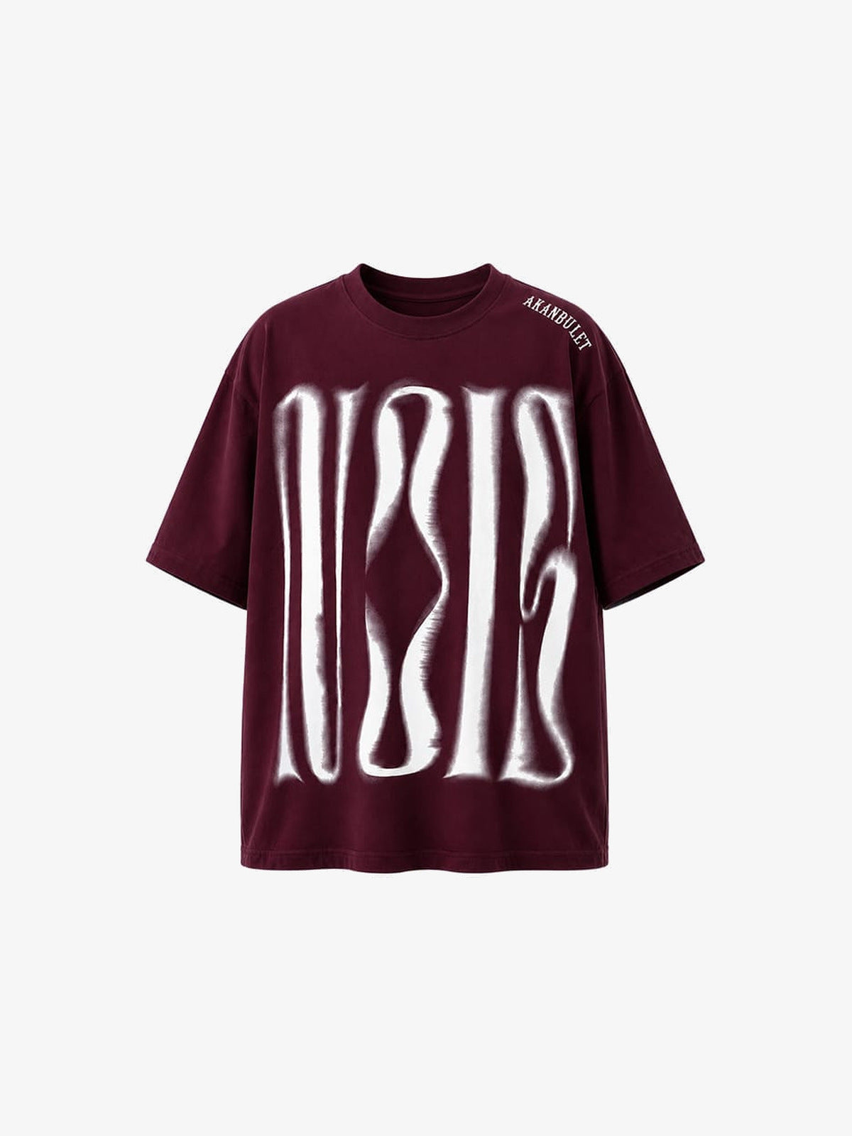 Oversized Blurred Letter Graphic Tee – Burgundy, front view | XoKool