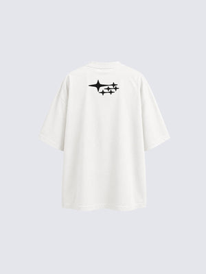 Blurred letter oversized tee – White, back view | XoKool