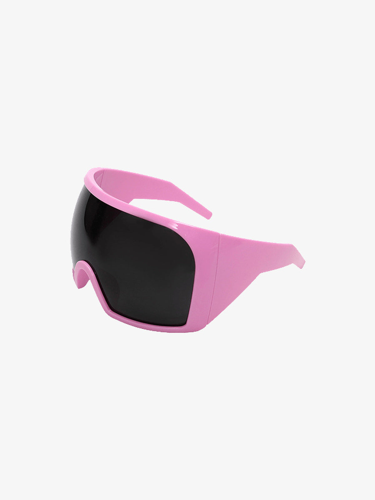 Oversized glänzende Shield Sonnenbrille mit Wrap-Form – Rosa, Winkelansicht | XoKool