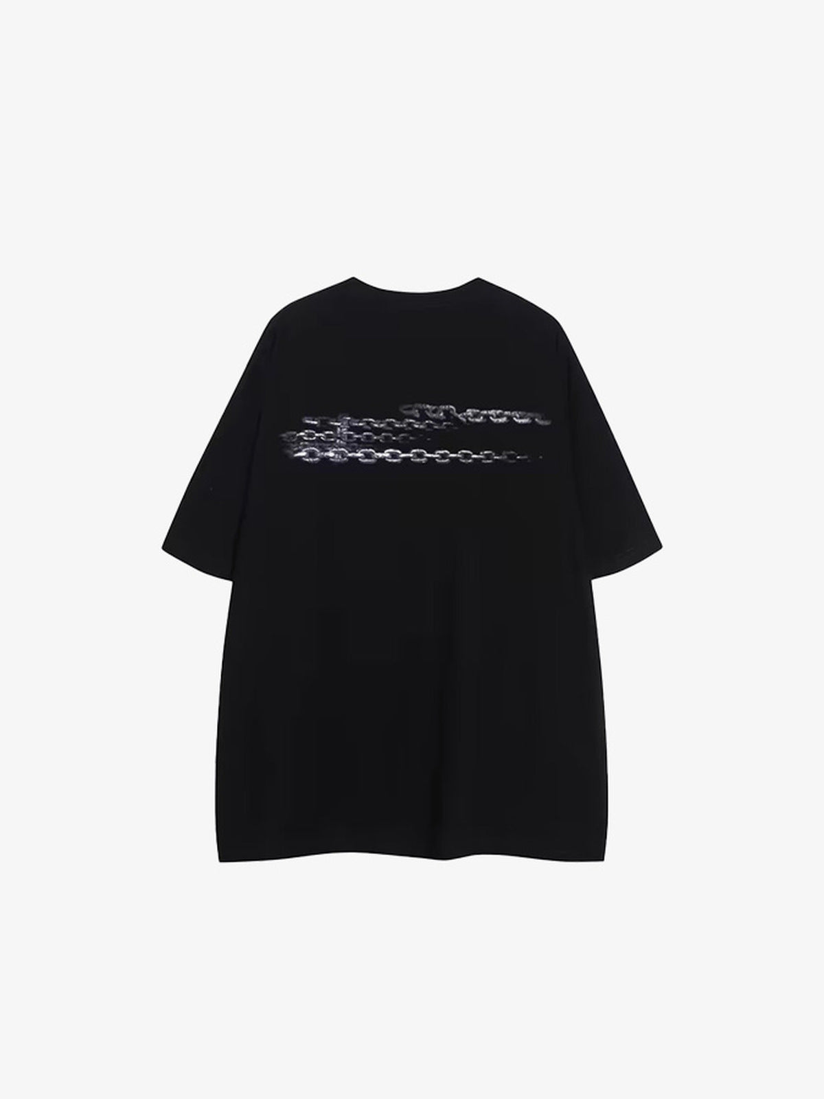 Oversized Gothic T-Shirt with Spider and Chains – Black back flat lay | XoKool