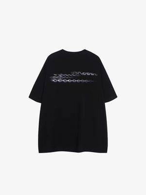 Oversized Gothic T-Shirt with Spider and Chains – Black back flat lay | XoKool