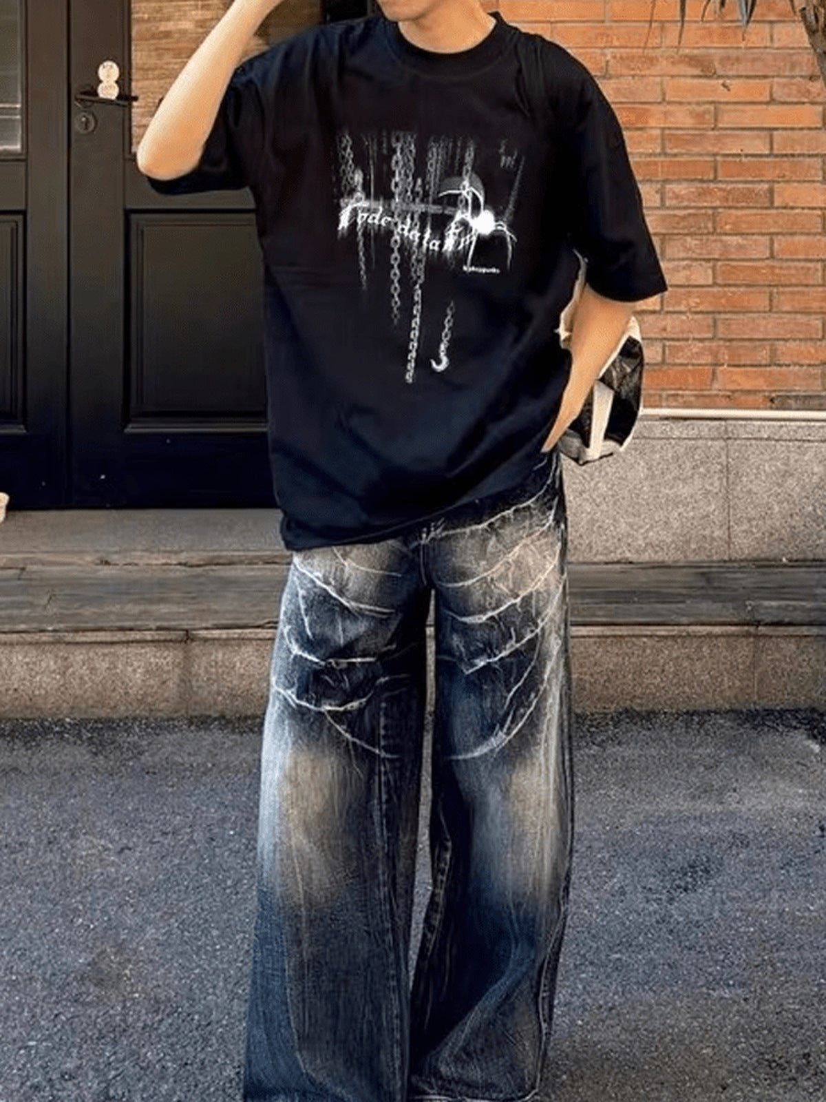 Gothic t-shirt – Street photo, on model, black | XoKool