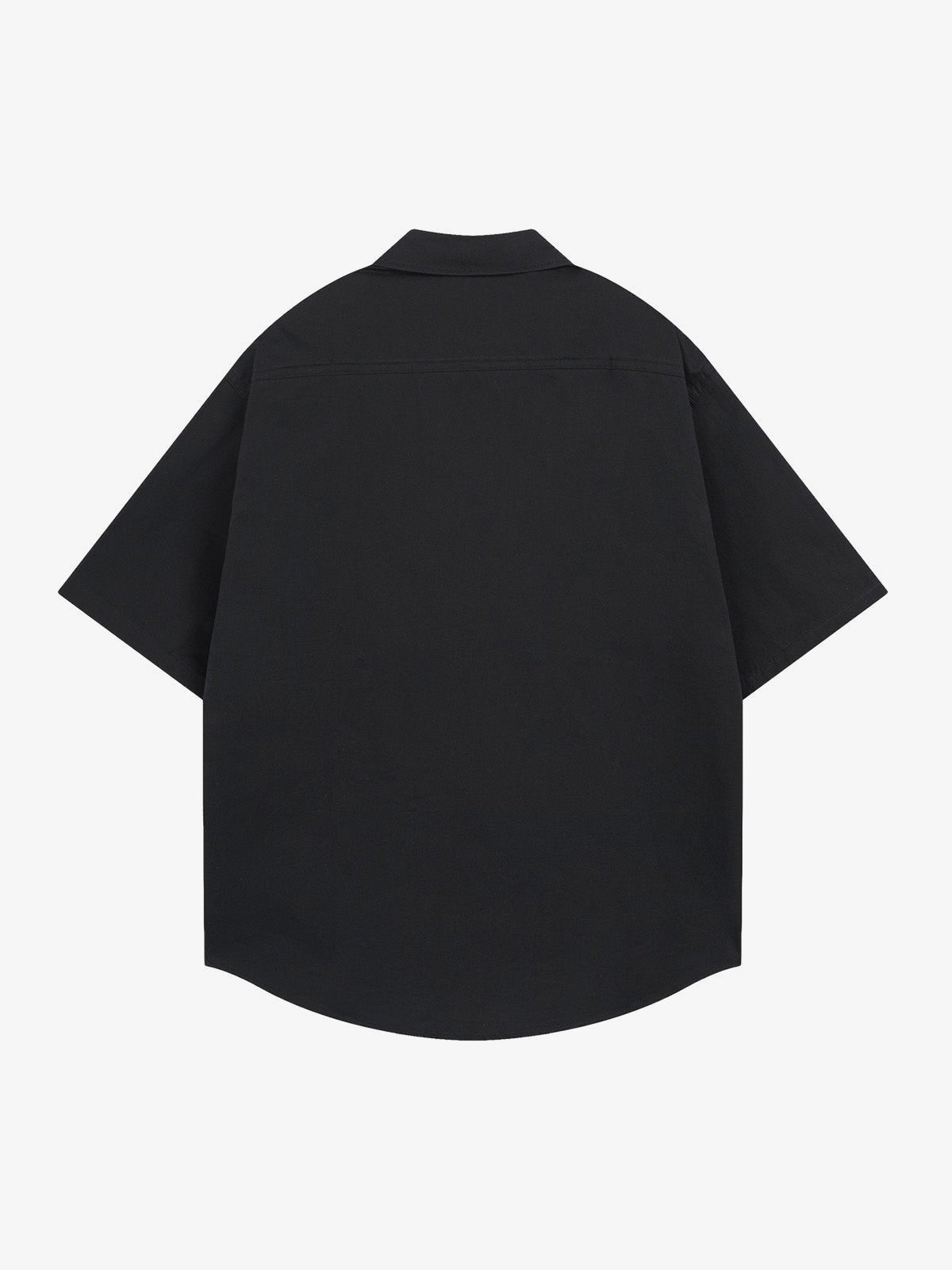 Camisa oversize gráfica de manga corta con botones – negro, vista trasera | XoKool